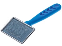 Пуходерка DeLIGHT металлическая с пластиковой синей ручкой малая   (368112S)